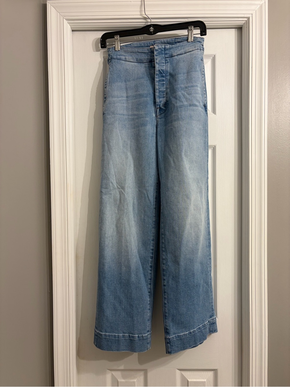 MOTHER Light Blue Wide-Leg High-Rise Jeans